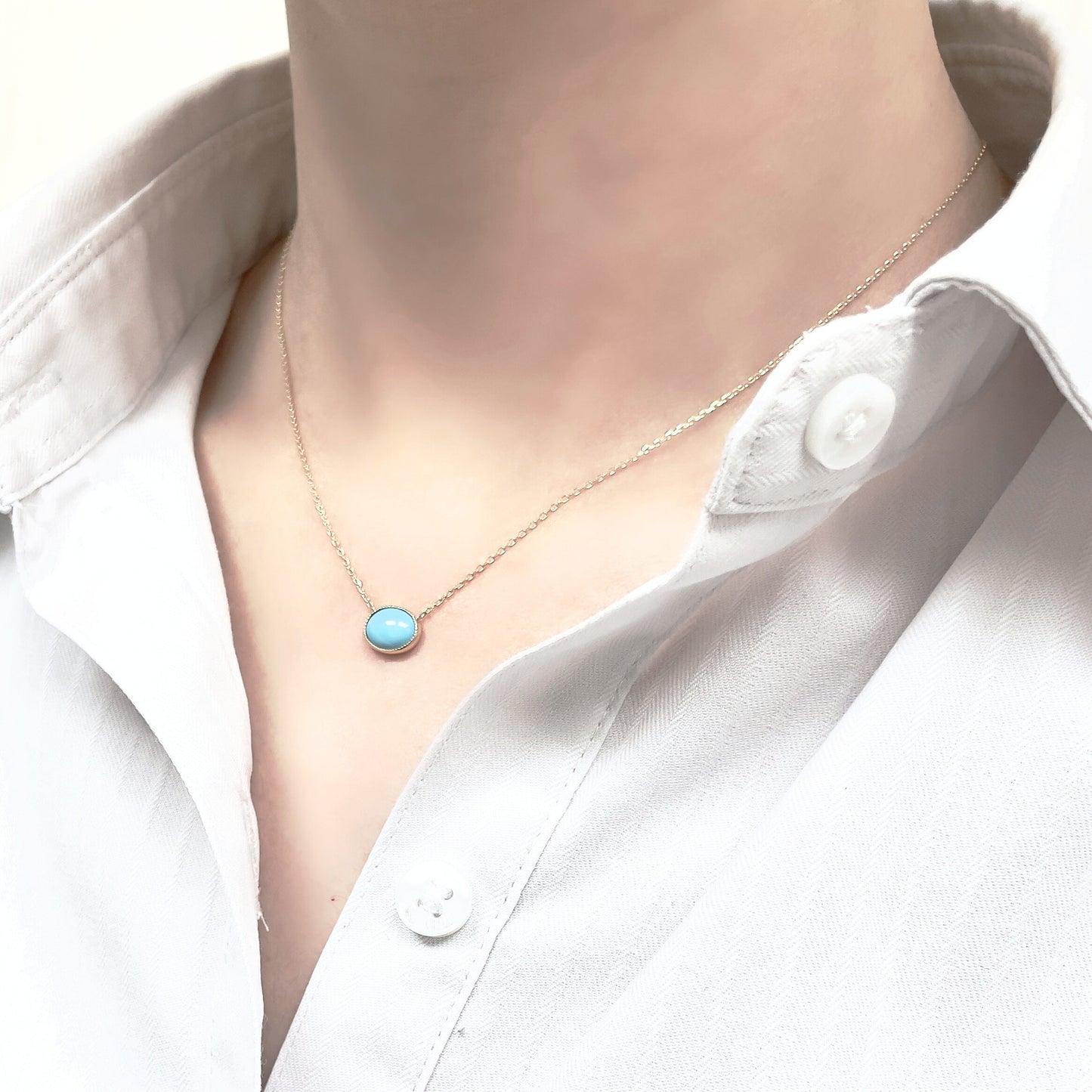 ターコイズ　ミル　ネックレス　K18YG