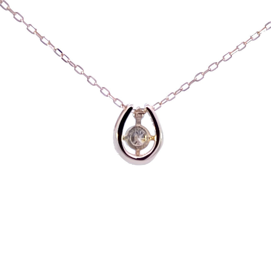 ダイヤモンド0.10ct ホースシューネックレス K10YG