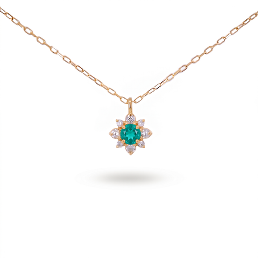 エメラルド×ダイヤモンド0.07ct ネックレス K18YG