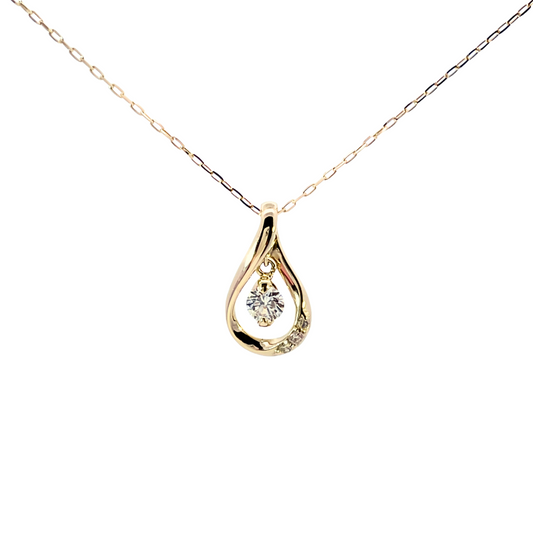 ダイヤモンド ドロップネックレス K10YG