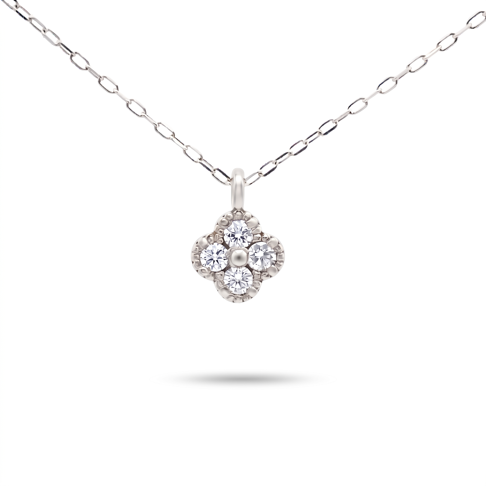 ダイヤモンド 0.13ct クローバーネックレス Pt900
