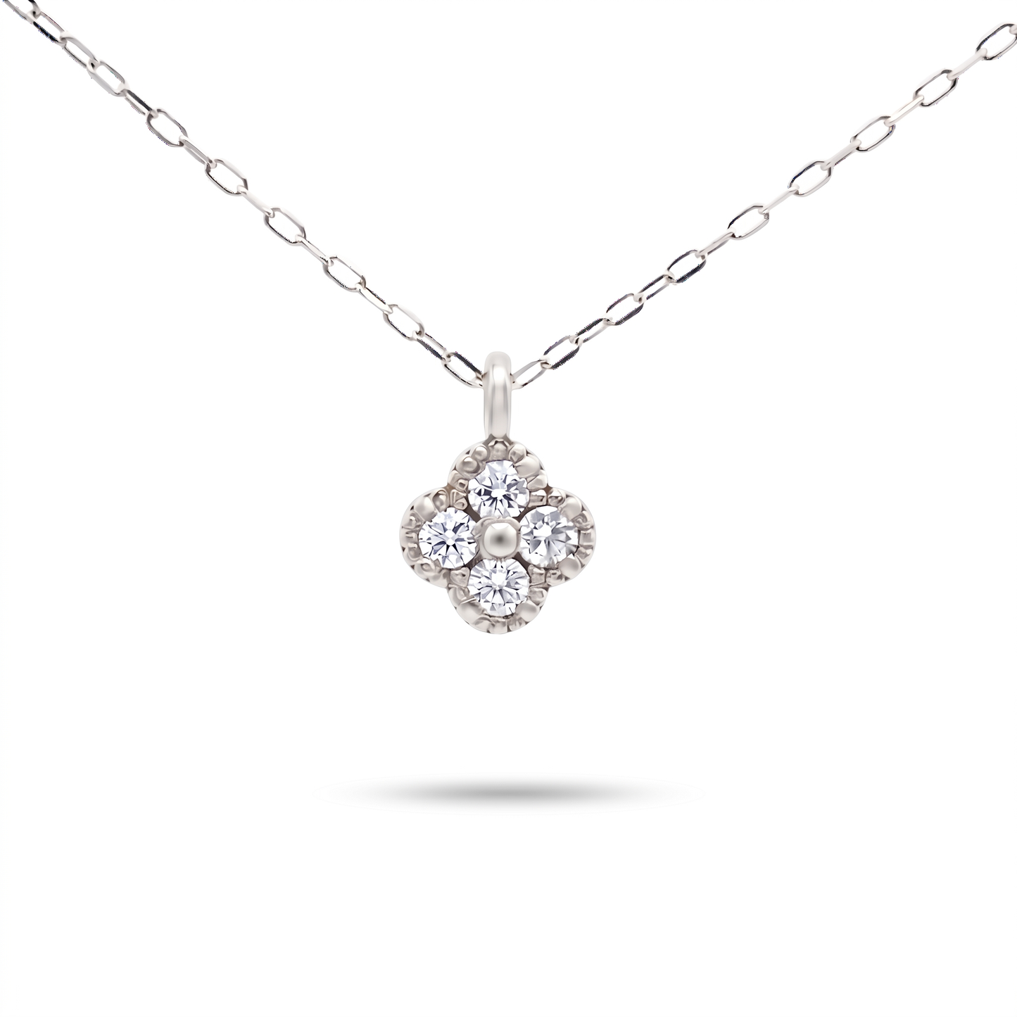 ダイヤモンド 0.13ct クローバーネックレス Pt900
