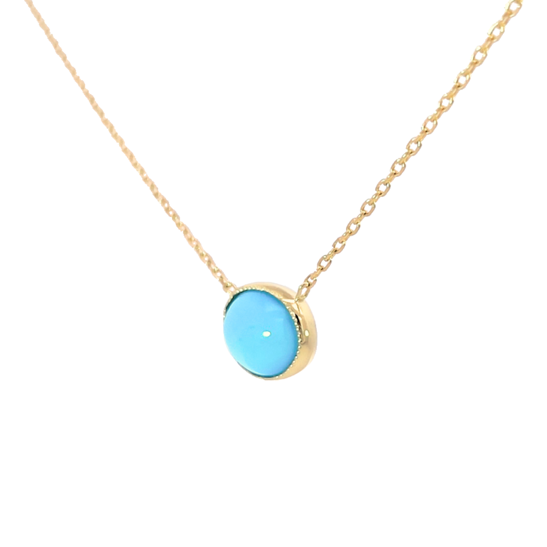 ターコイズ　ミル　ネックレス　K18YG