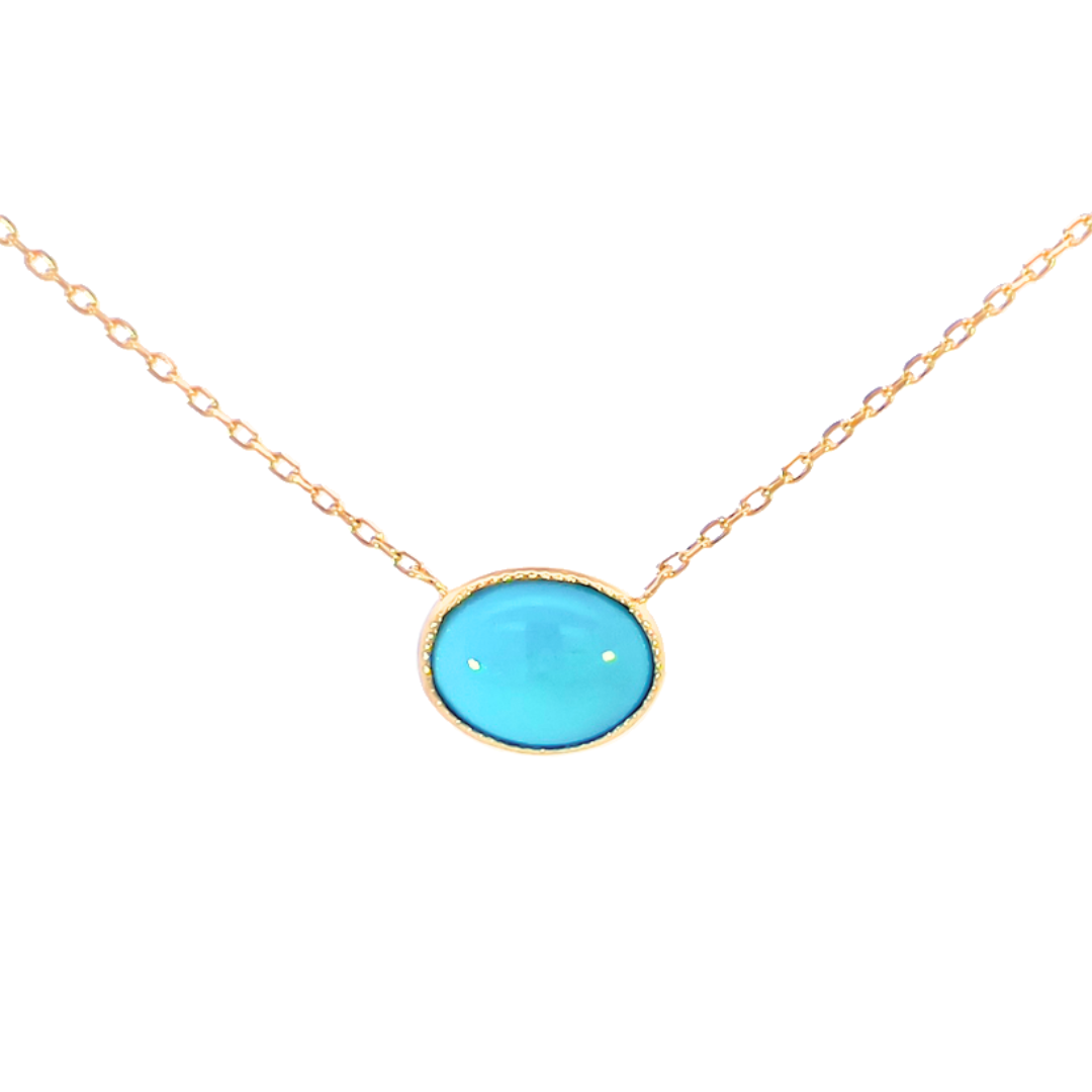 ターコイズ　ミル　ネックレス　K18YG