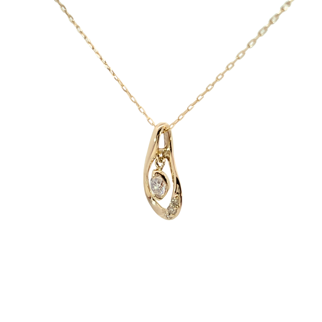 ダイヤモンド ドロップネックレス K10YG