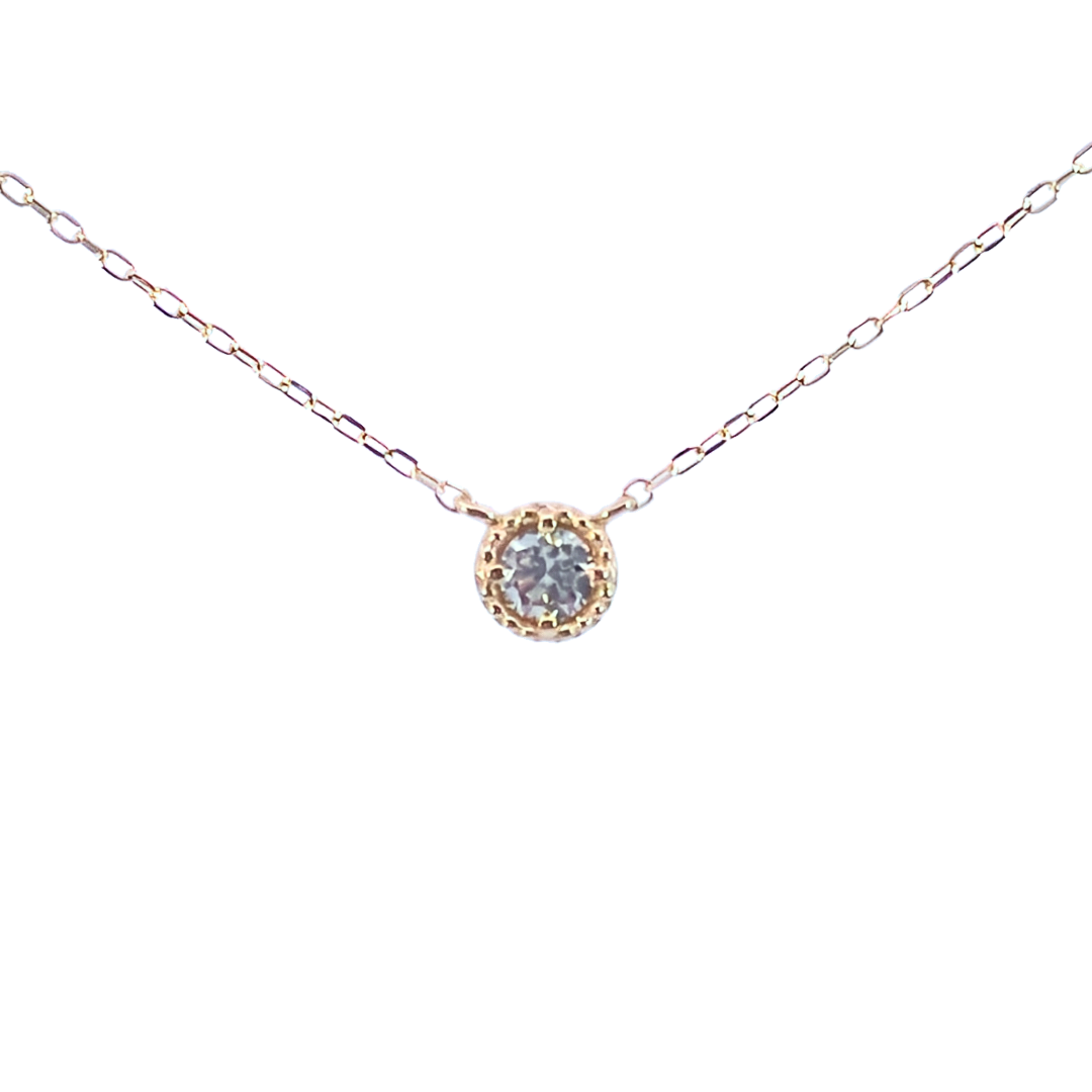 ダイヤモンド0.10ct ミルグレインネックレス K10YG