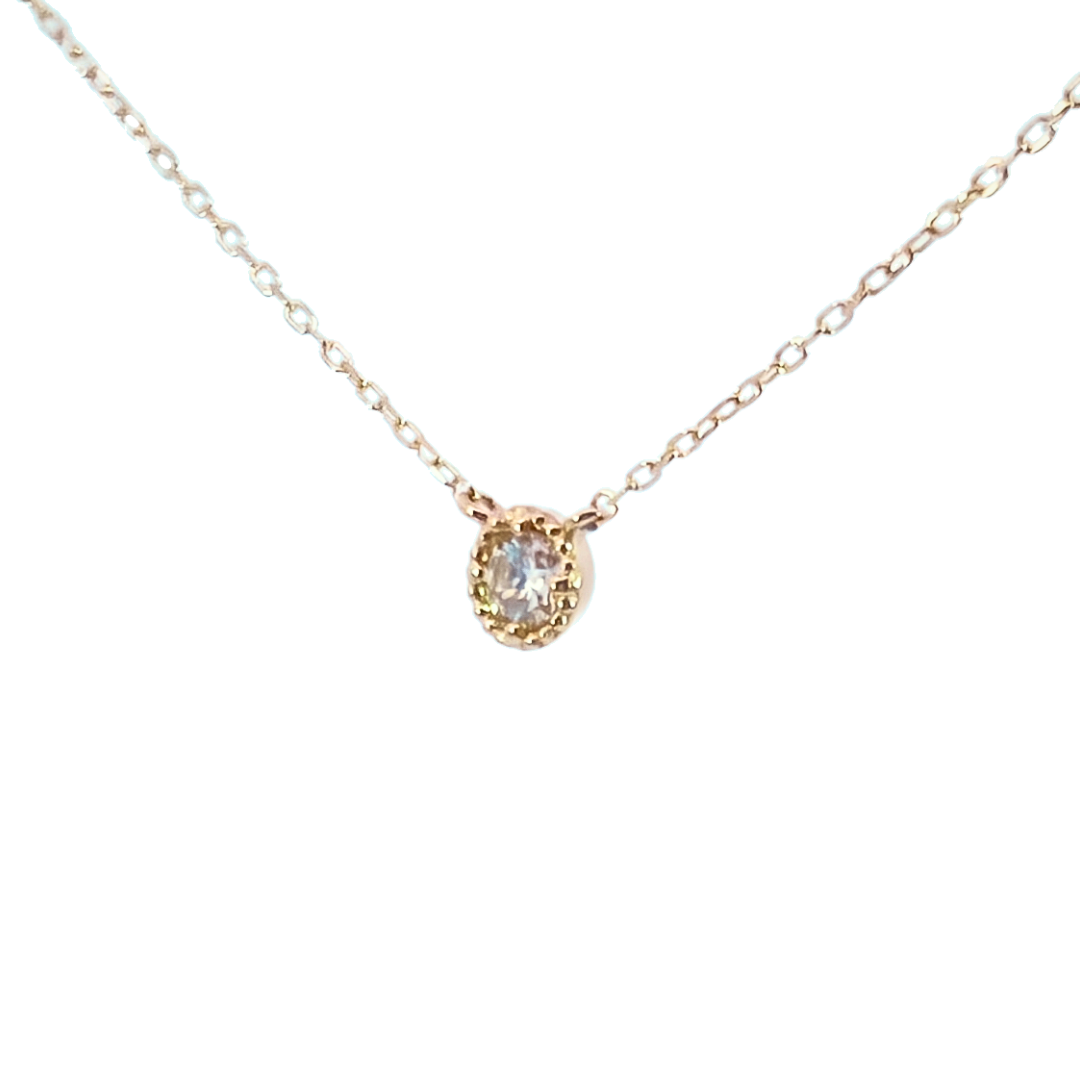 ダイヤモンド0.10ct ミルグレインネックレス K10YG