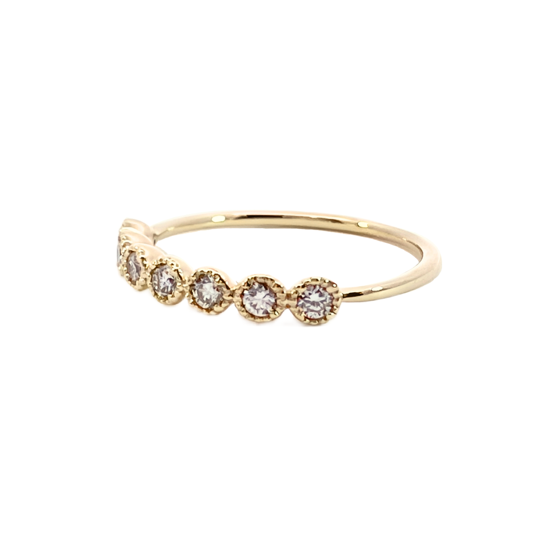 ダイヤモンド0.23ct ミル打ちハーフエタニティ リング K10YG