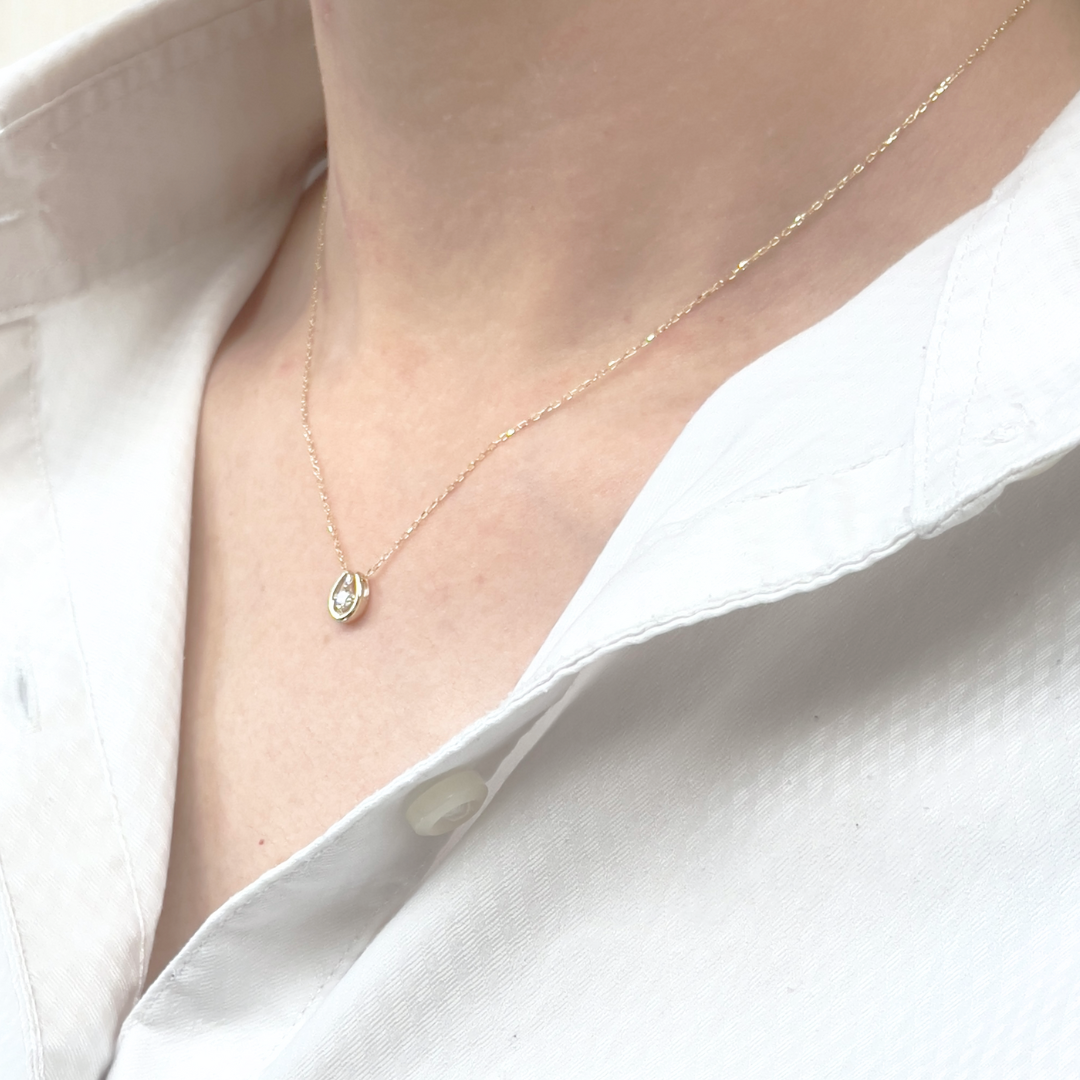 ダイヤモンド0.10ct ホースシューネックレス K10YG