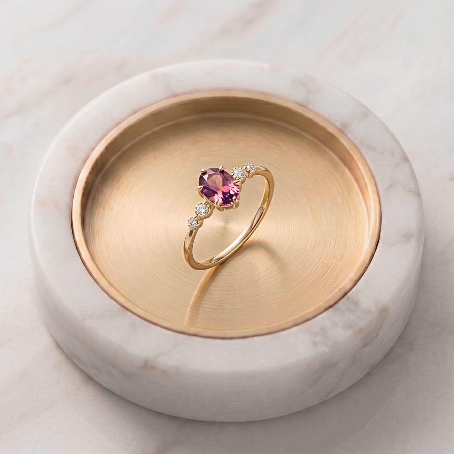 ピンクトルマリン×ダイヤモンド0.03ct リング K10YG