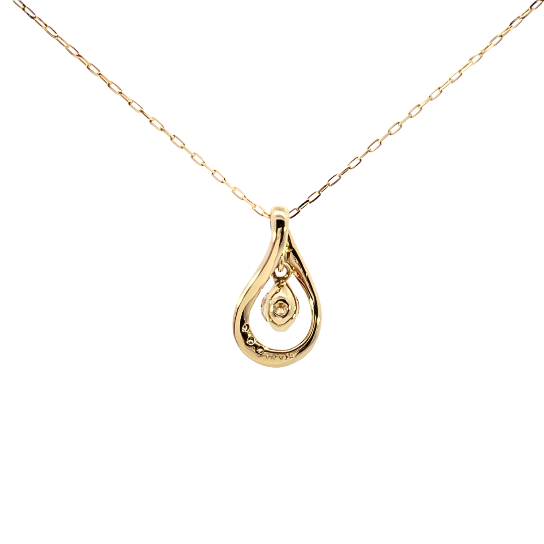 ダイヤモンド ドロップネックレス K10YG