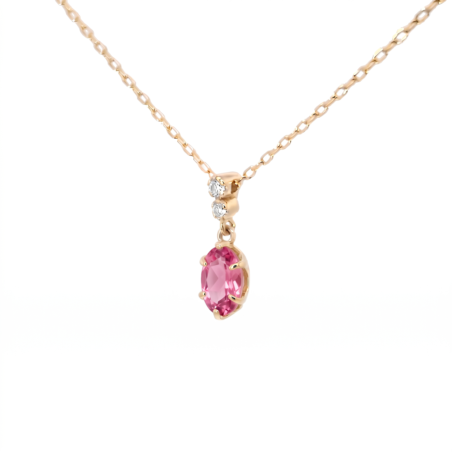 ピンクトルマリン×ダイヤモンド0.01ct ネックレス K10YG