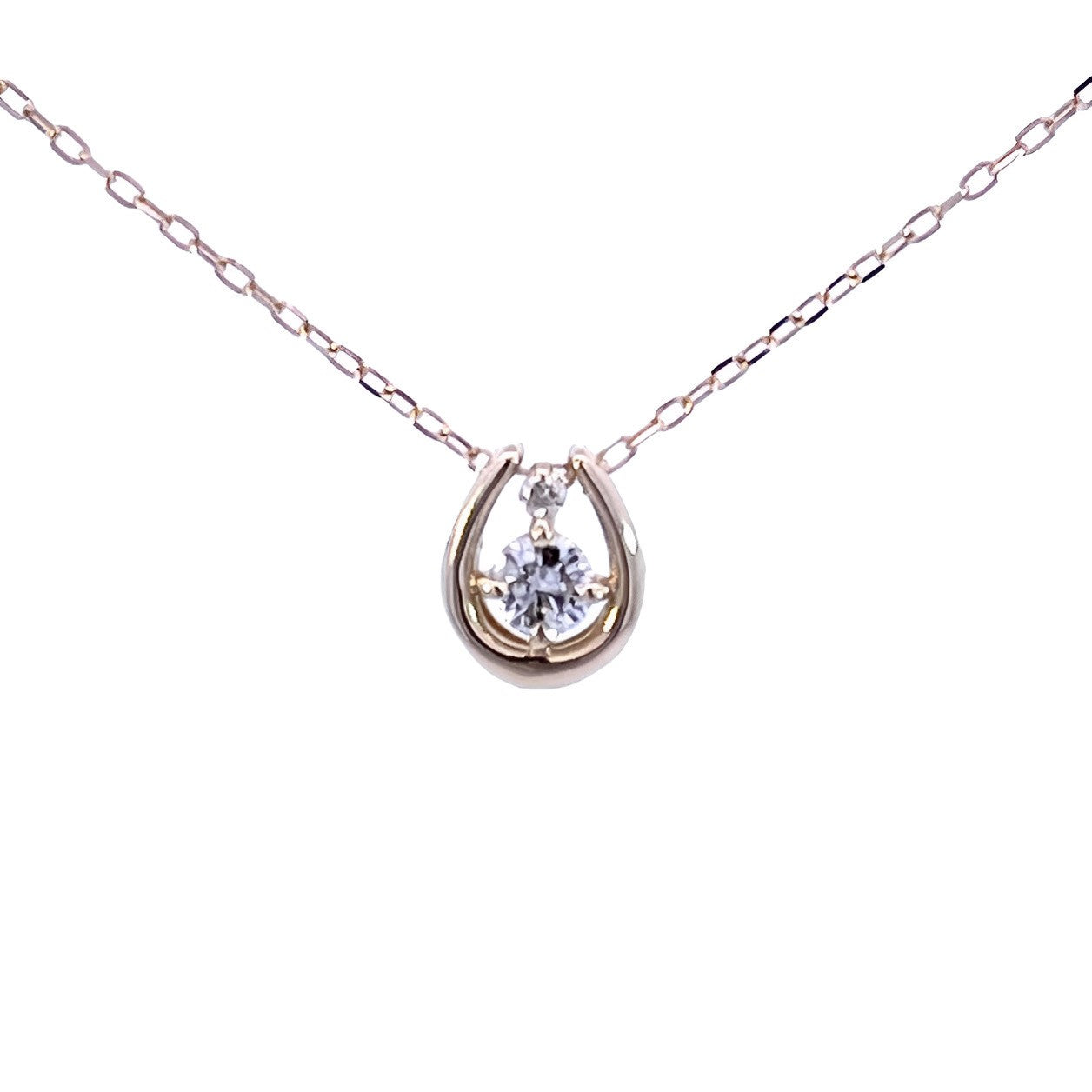 ダイヤモンド0.10ct ホースシューネックレス K10YG