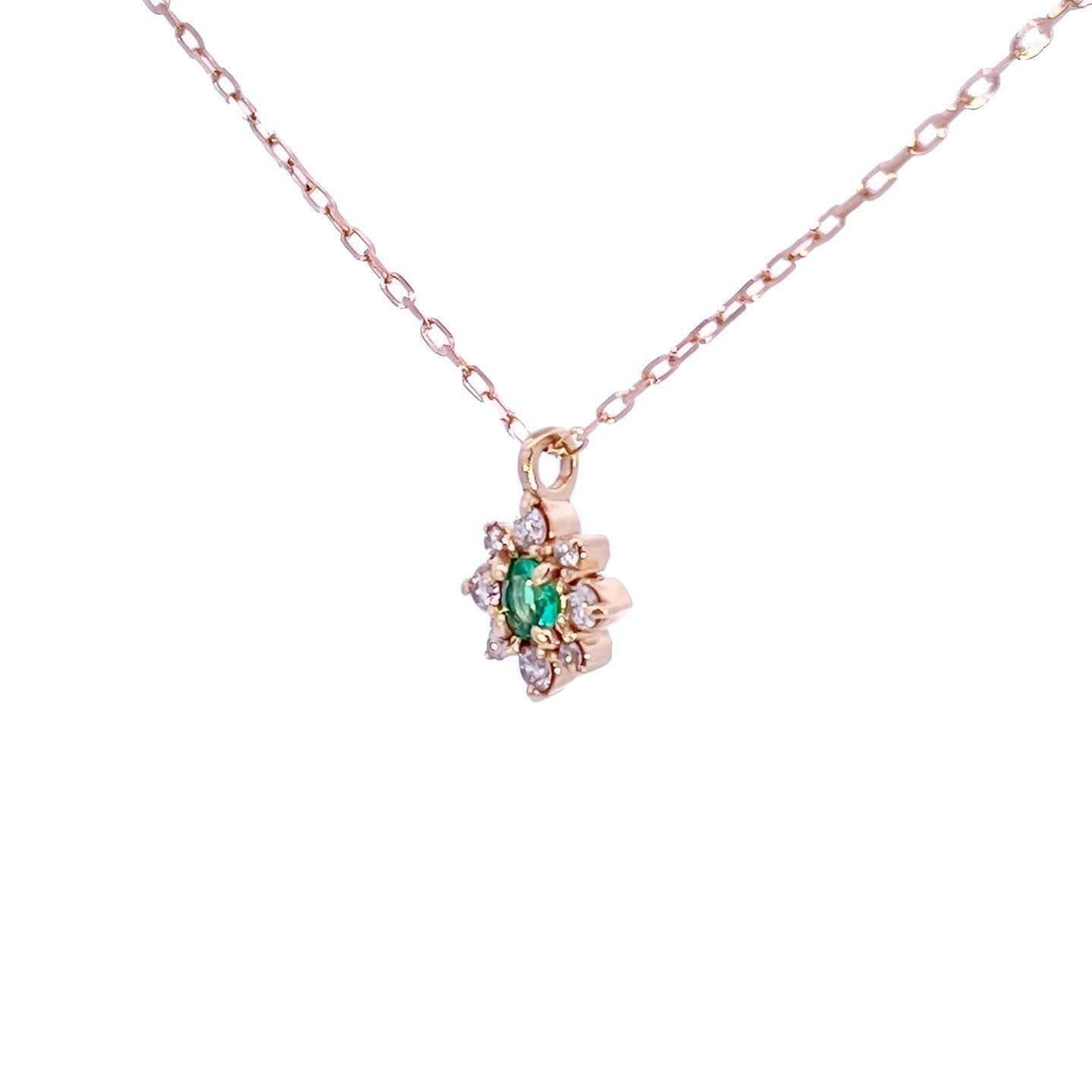 エメラルド×ダイヤモンド0.07ct ネックレス K18YG