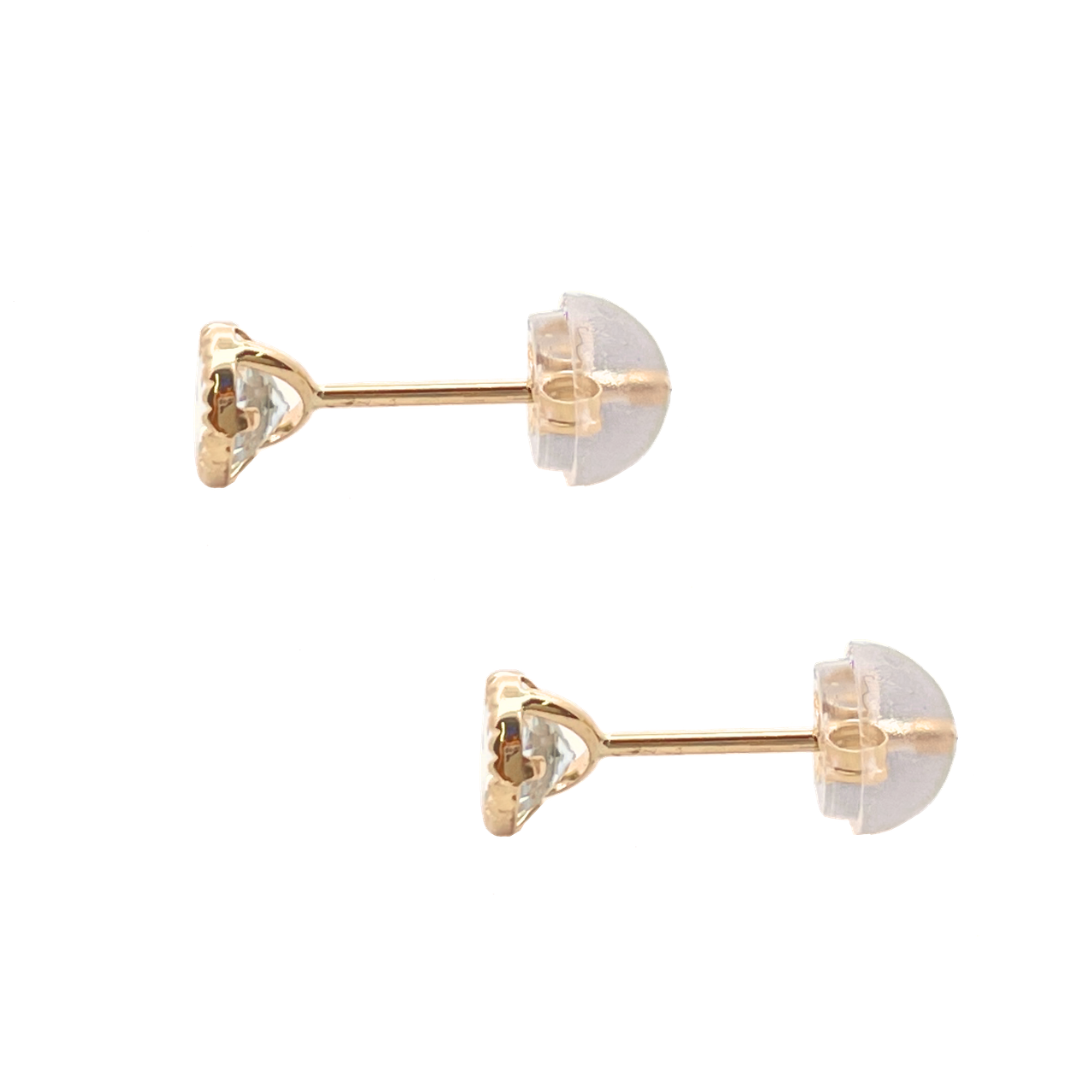 アクアマリン　ラウンド　ミルピアス　K10YG