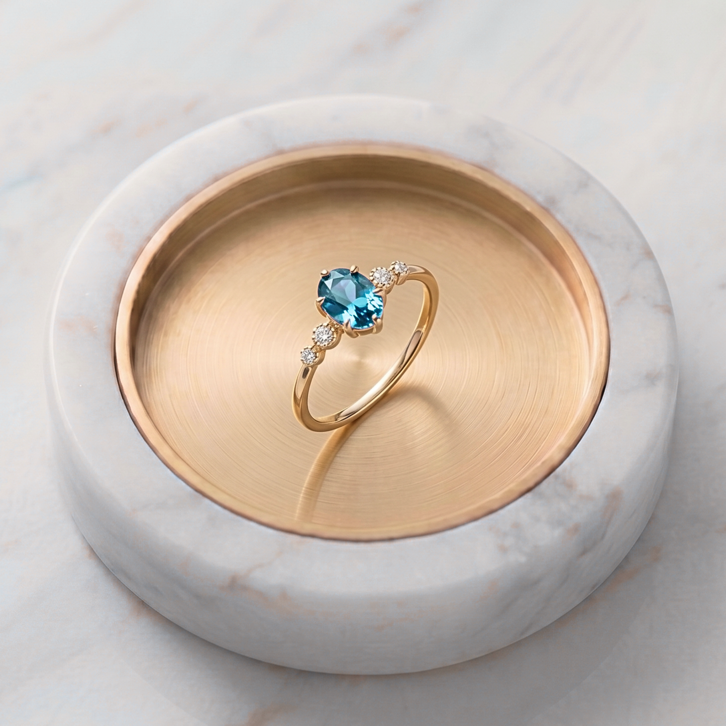 ブルートパーズ×ダイヤモンド0.03ct リング K10YG