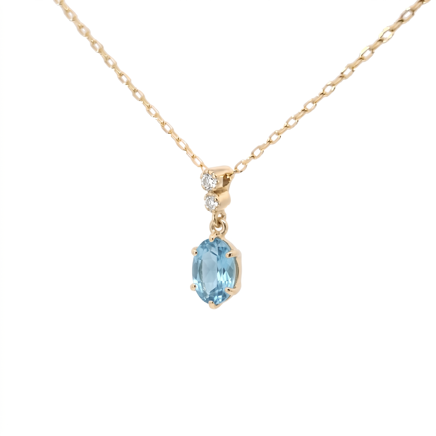 ブルートパーズ×ダイヤモンド0.01ct ネックレス K10YG