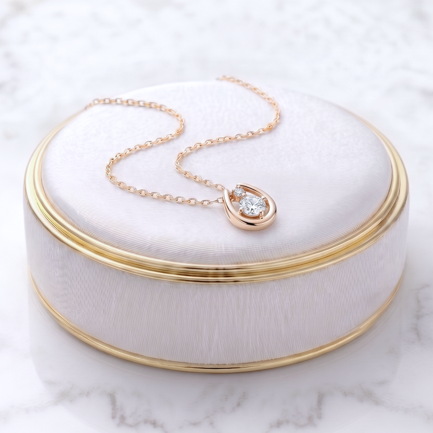 ダイヤモンド0.10ct ホースシューネックレス K10YG