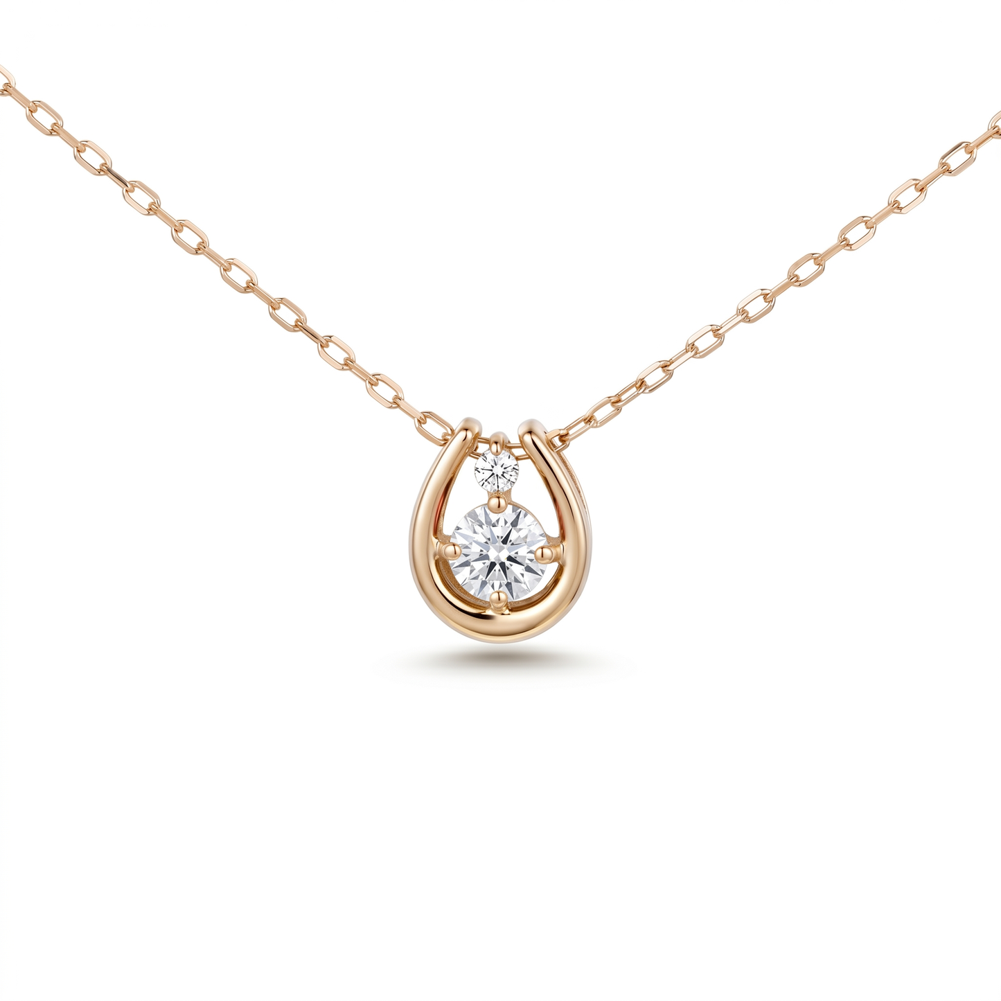 ダイヤモンド0.10ct ホースシューネックレス K10YG