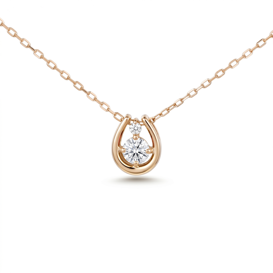 ダイヤモンド0.10ct ホースシューネックレス K10YG