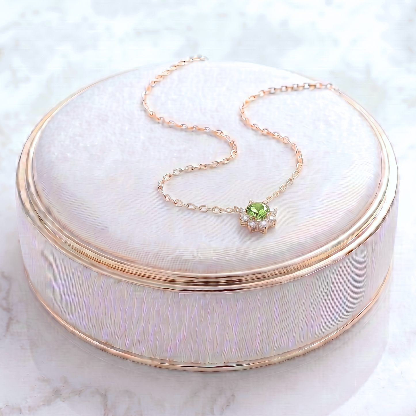 ペリドット×ダイヤモンド0.07ct ネックレス K18YG