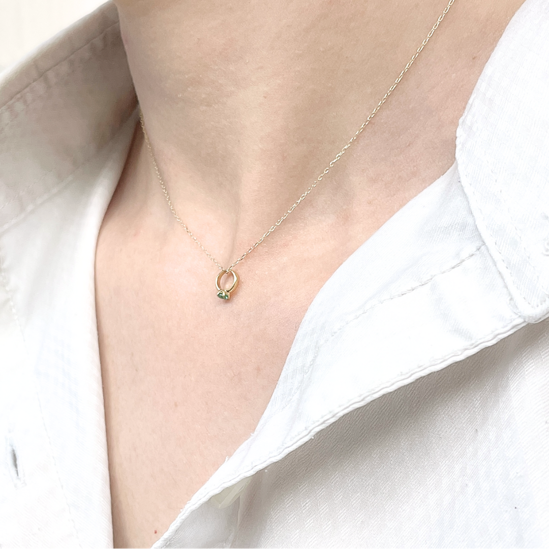 エメラルド ベビーリングネックレス K10YG