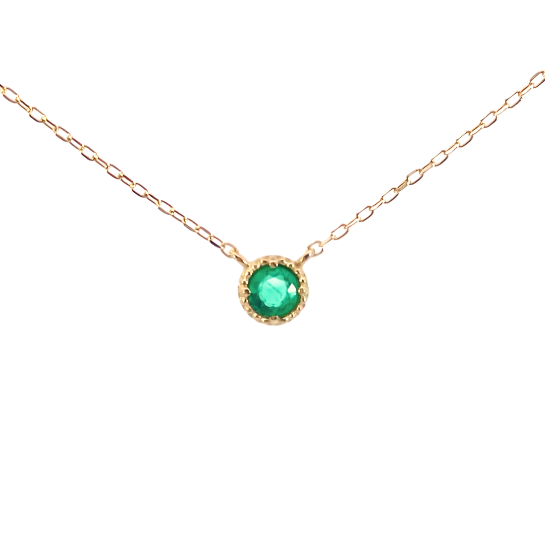 エメラルド ミルグレインネックレス K10YG