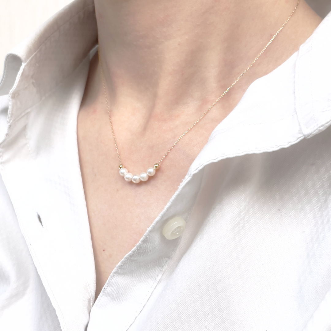 アコヤパール 5連ネックレス K18YG