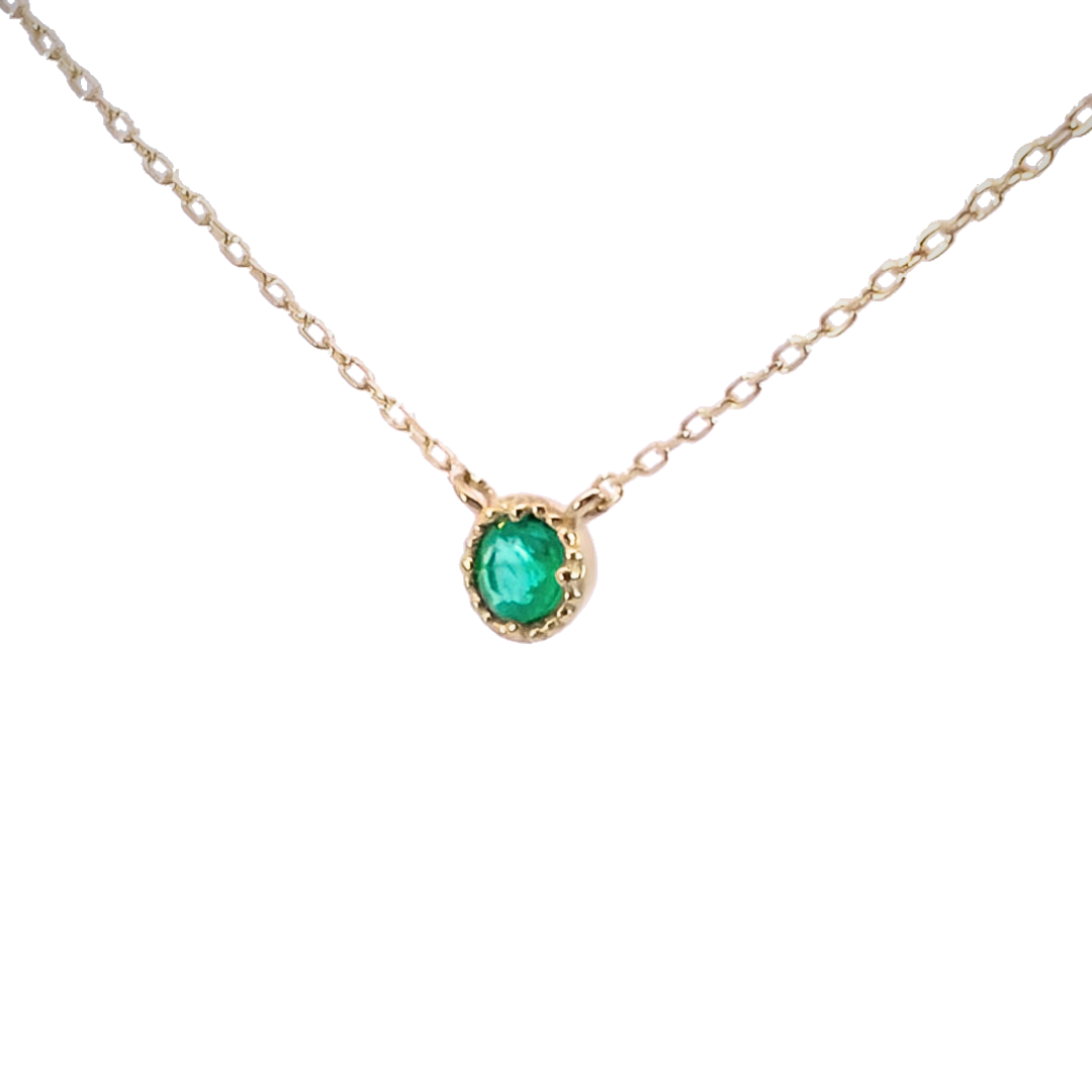 エメラルド ミルグレインネックレス K10YG