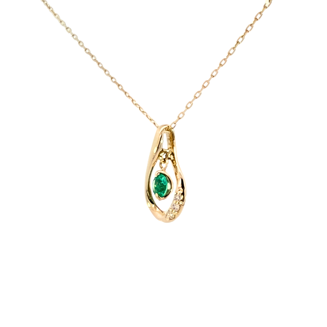エメラルド×ダイヤモンド ドロップネックレス K10YG