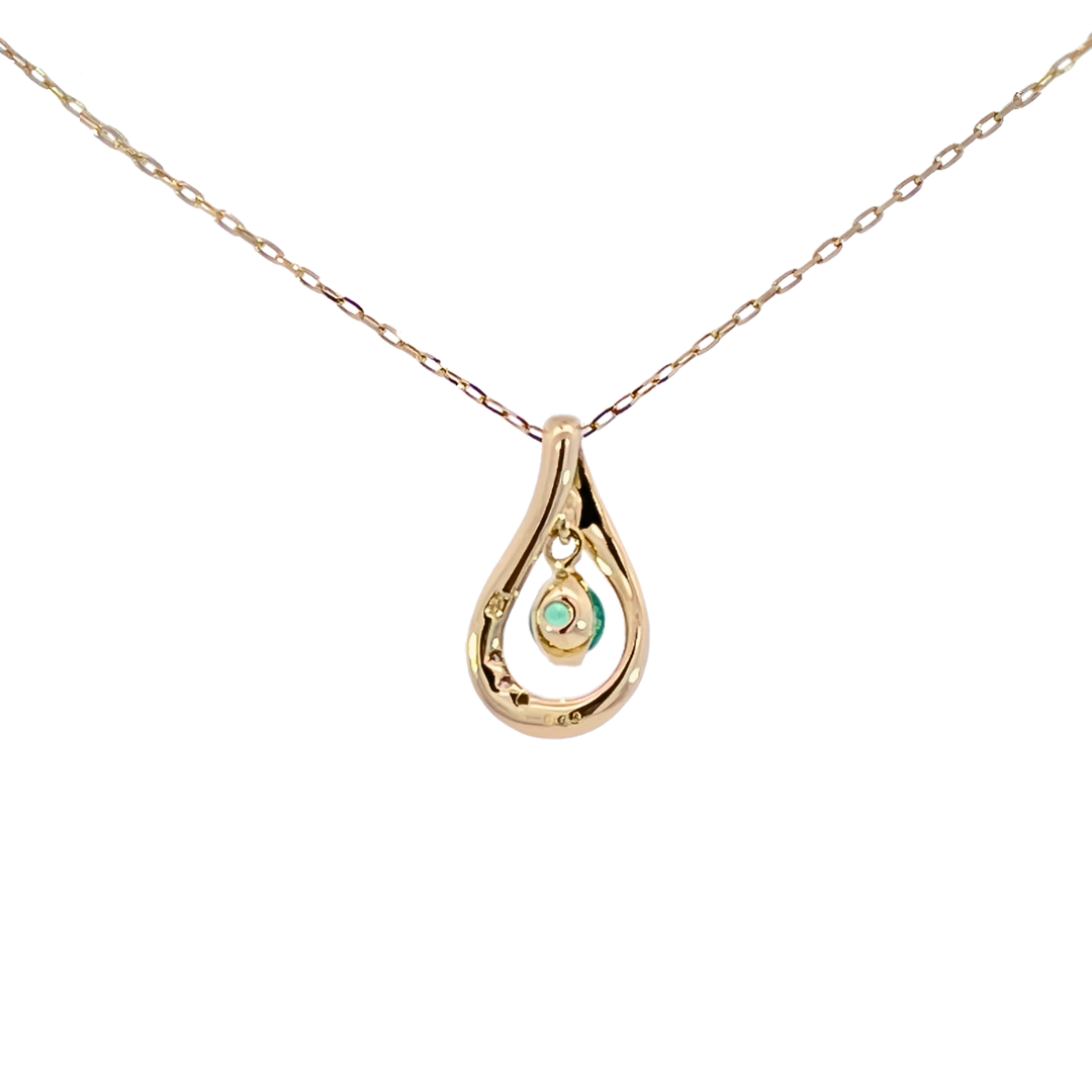 エメラルド×ダイヤモンド ドロップネックレス K10YG