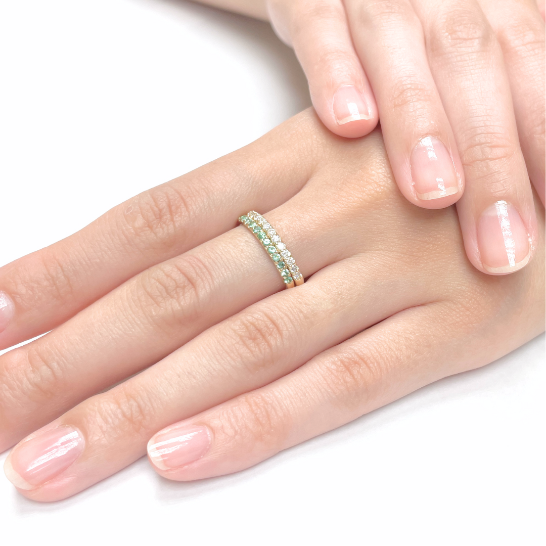 エメラルド ハーフエタニティ リング K10YG