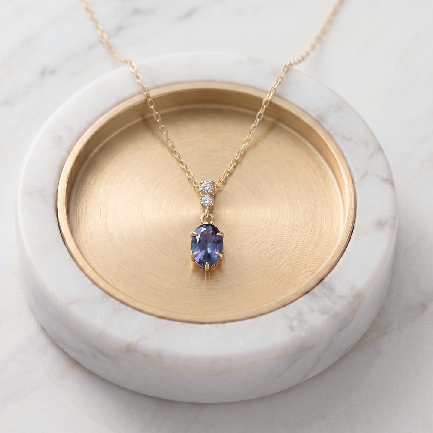 タンザナイト×ダイヤモンド0.01ct ネックレス K10YG