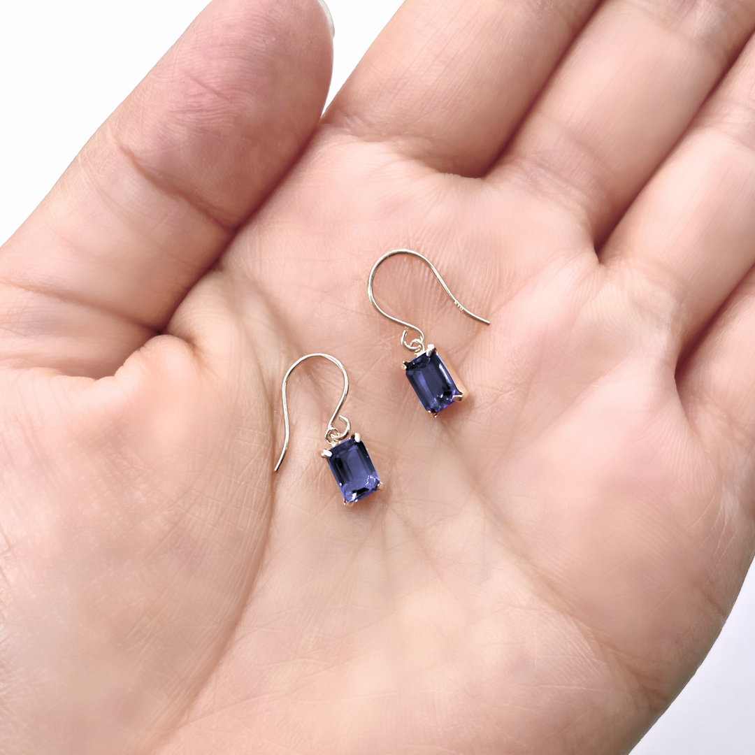 アイオライト　スクエアカット　フックピアス　K10YG