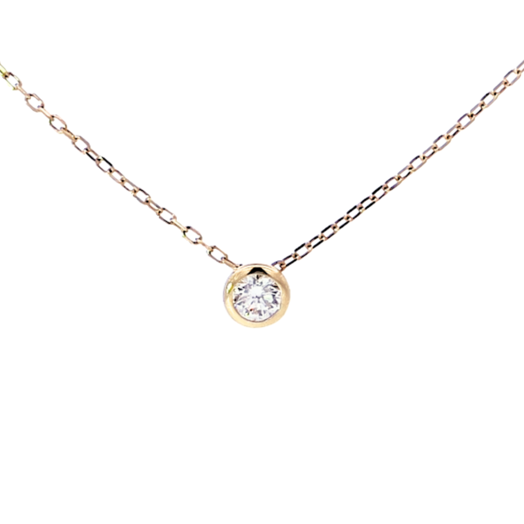 ダイヤモンド　シンプルソリティア　ネックレス　K10YG