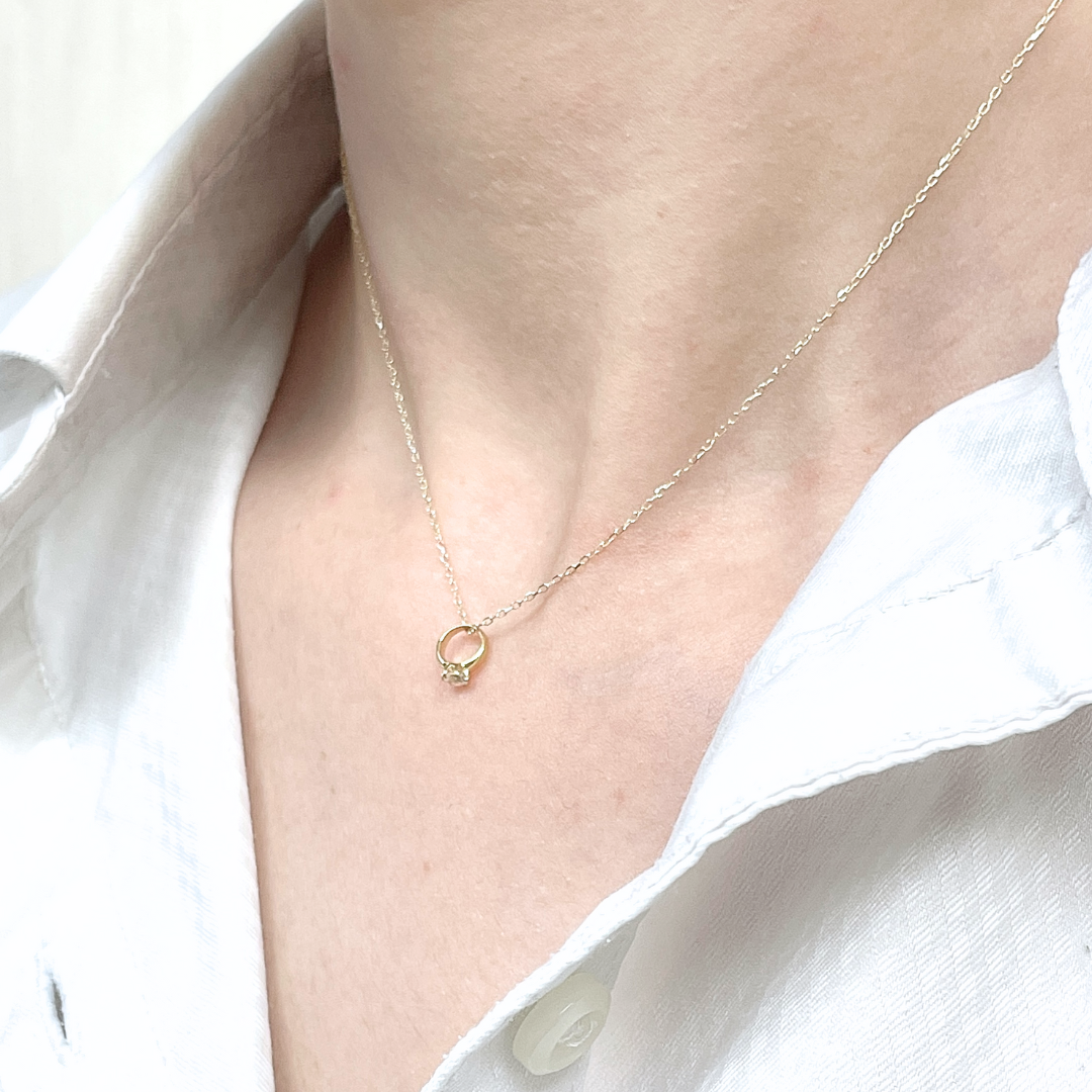 ロイヤルブルームーンストーン ベビーリングネックレス K10YG