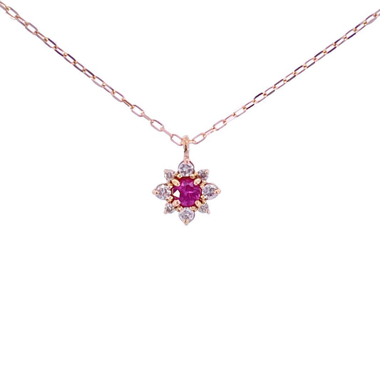 ルビー×ダイヤモンド0.07ct ネックレス K18YG