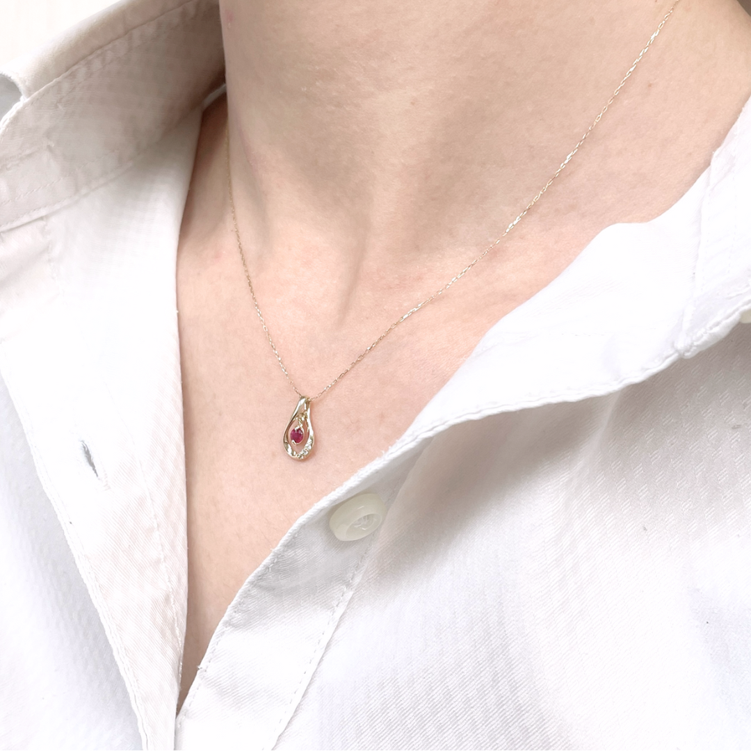 ルビー×ダイヤモンド ドロップネックレス K10YG – 12story