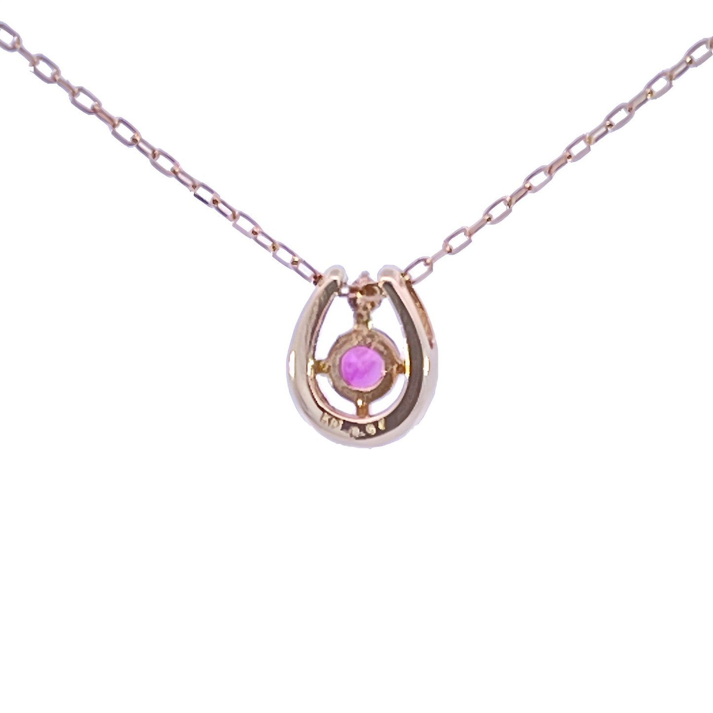 ルビー×ダイヤモンド0.01ct ホースシューネックレス K10YG