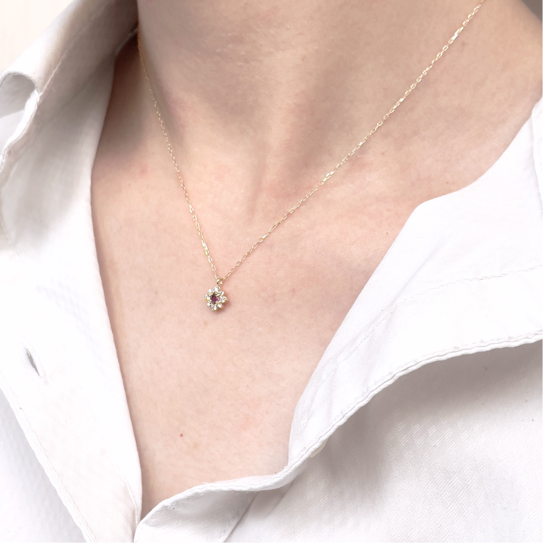 ルビー×ダイヤモンド0.07ct ネックレス K18YG