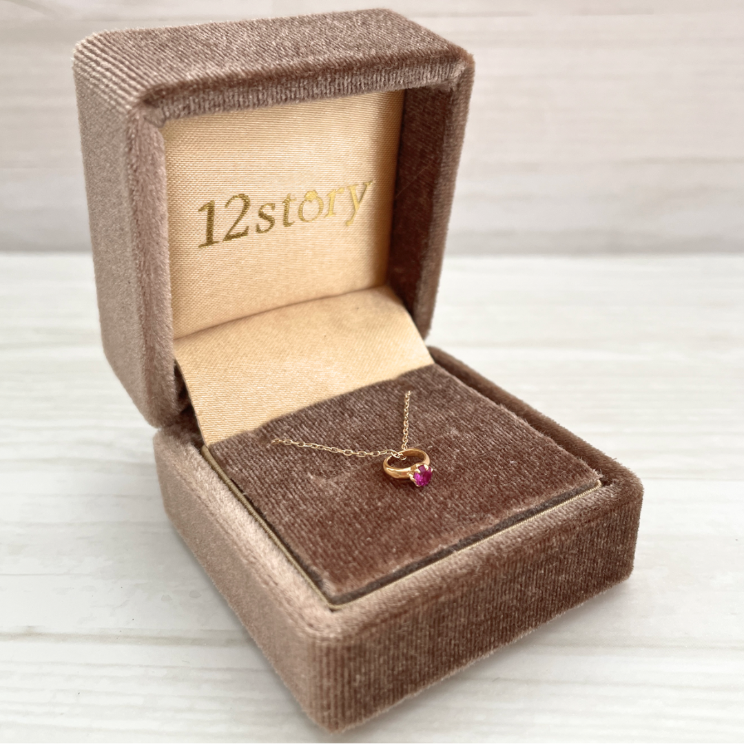 ルビー ベビーリングネックレス K10YG