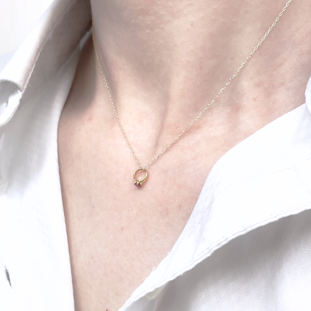 ルビー ベビーリングネックレス K10YG