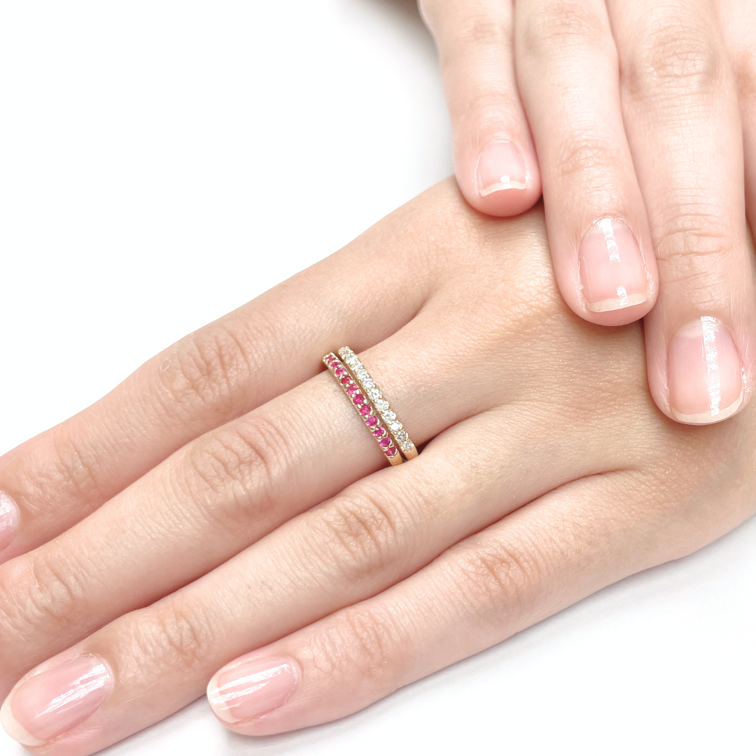 ルビー ハーフエタニティ リング K10YG