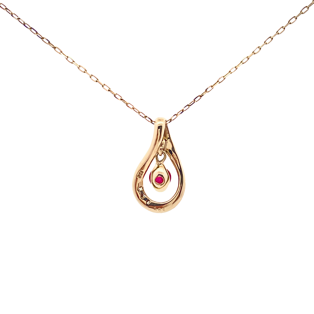 ルビー×ダイヤモンド ドロップネックレス K10YG