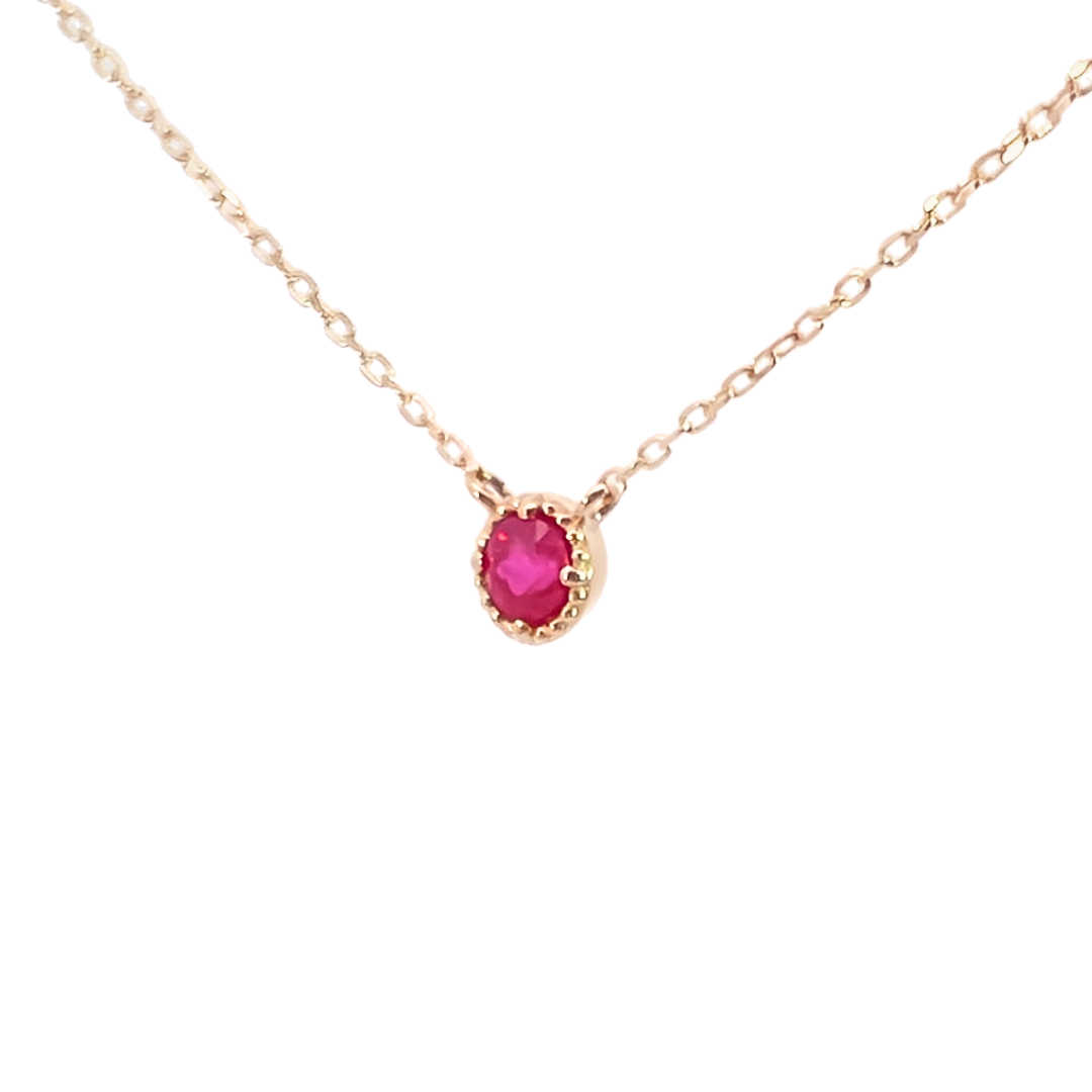 ルビー ミルグレインネックレス K10YG