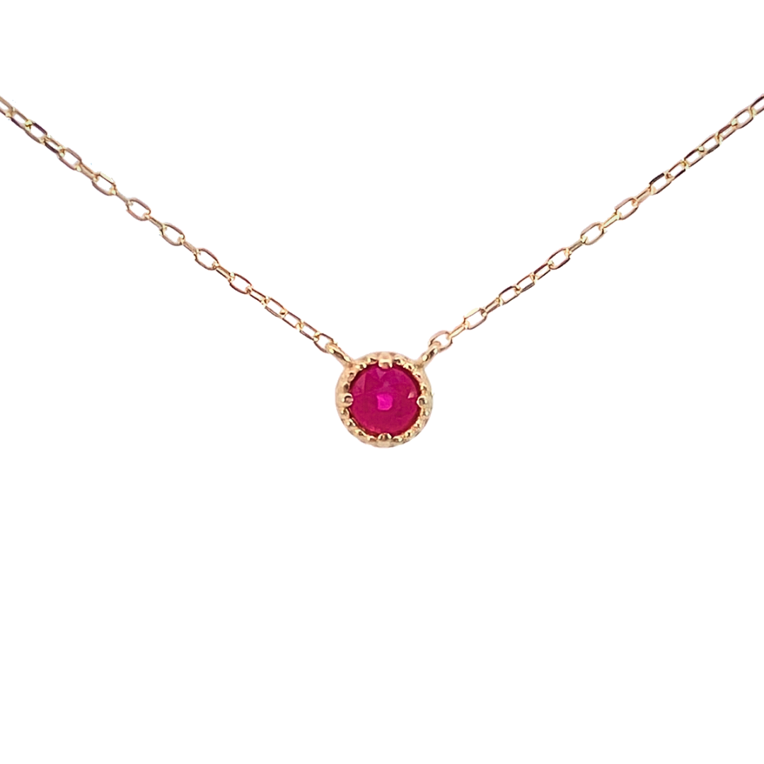 ルビー ミルグレインネックレス K10YG