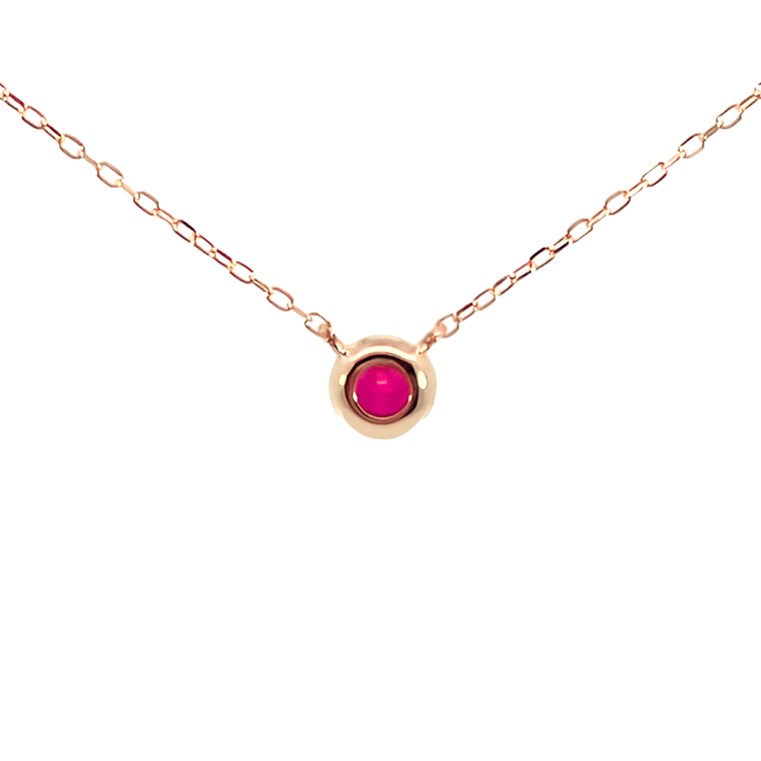 ルビー ミルグレインネックレス K10YG