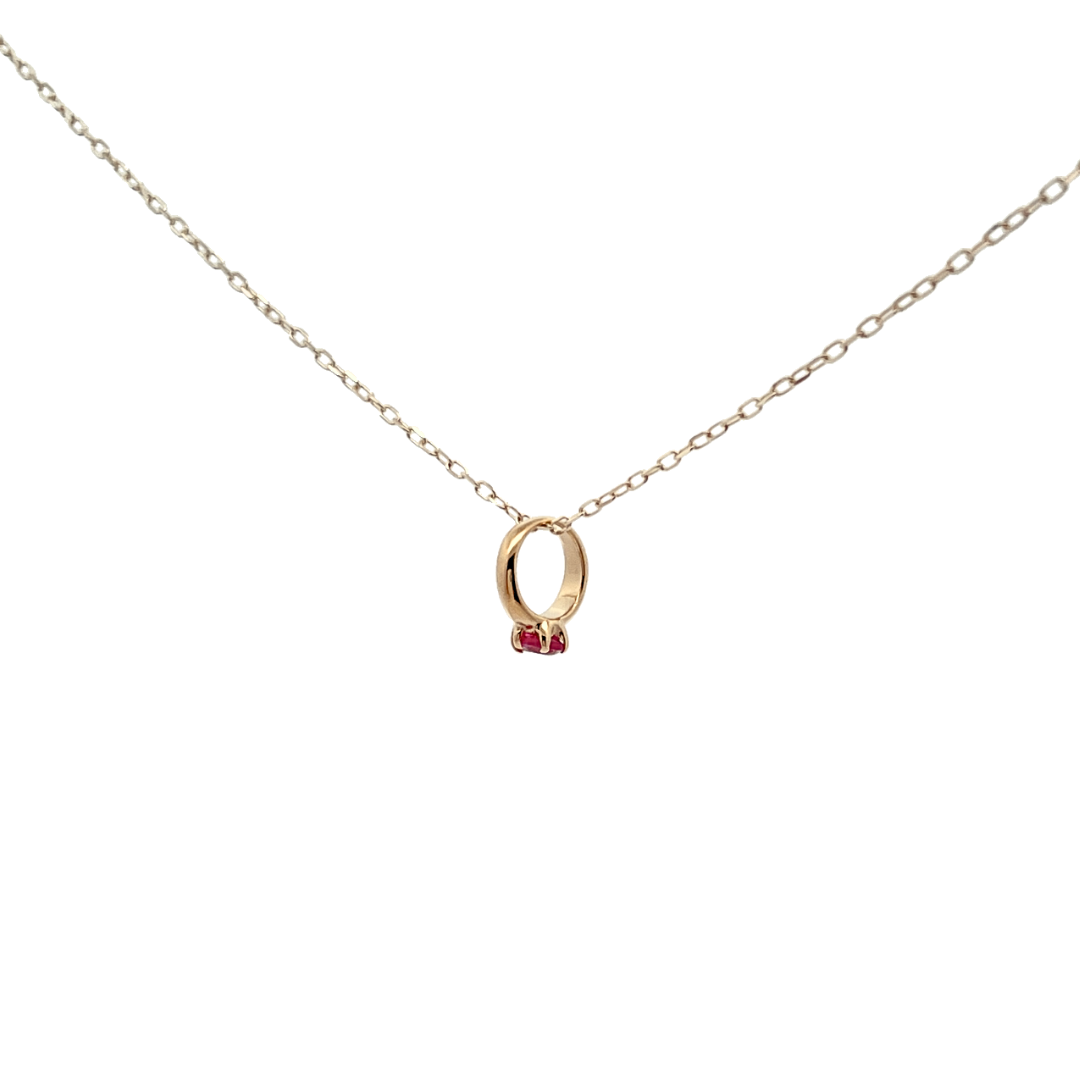 ルビー ベビーリングネックレス K10YG
