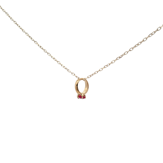 ルビー ベビーリングネックレス K10YG