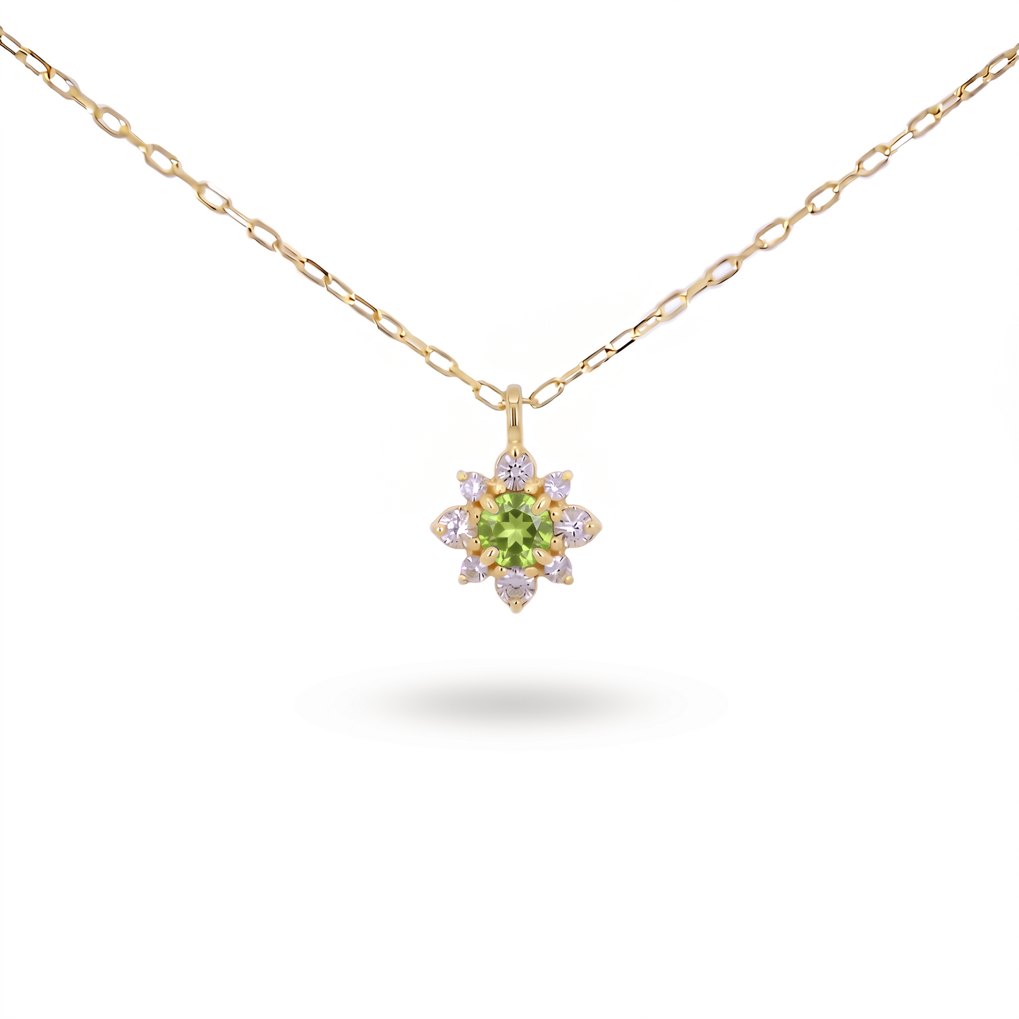 ペリドット×ダイヤモンド0.07ct ネックレス K18YG